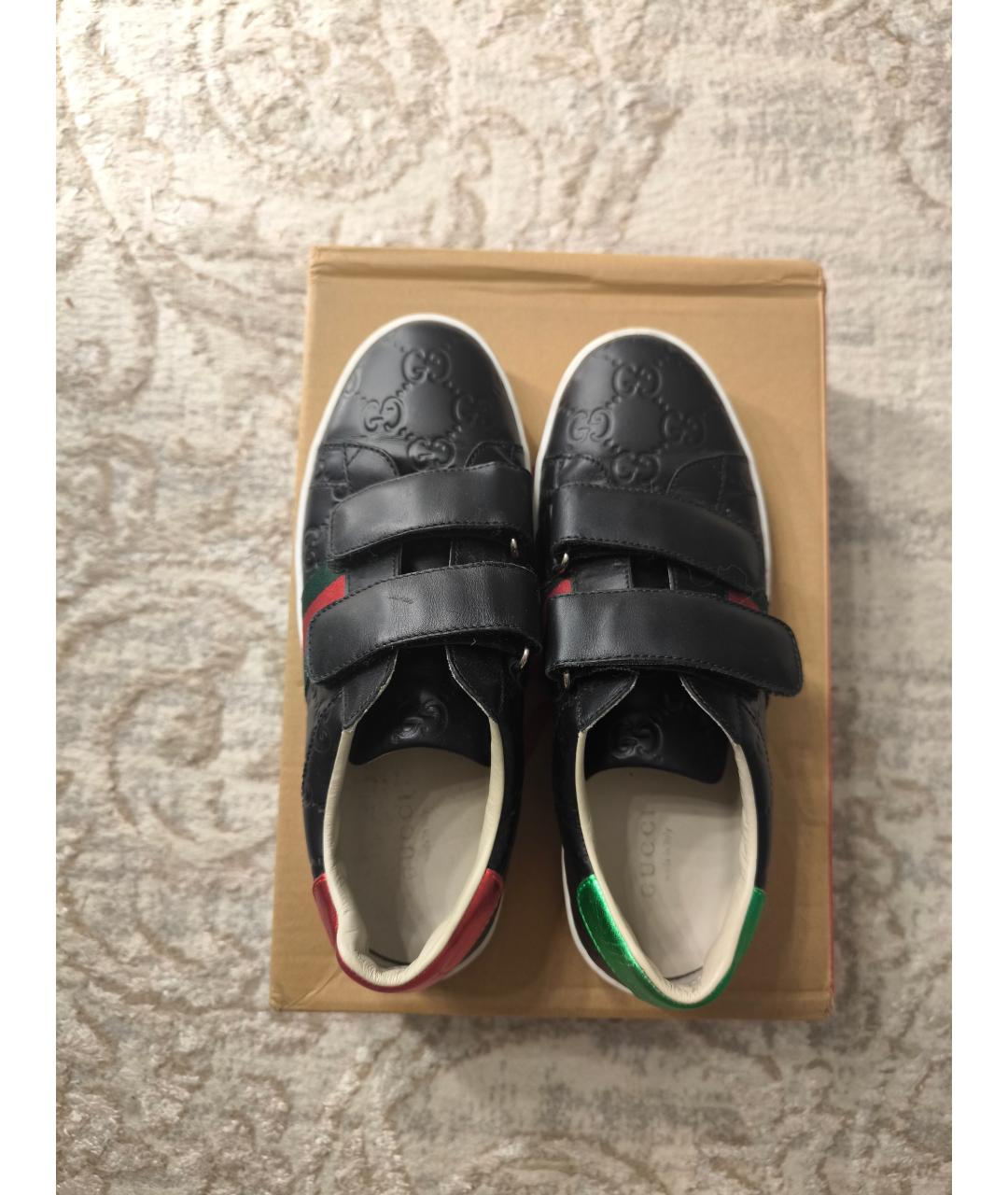 GUCCI Темно-синие кожаные кеды, фото 3