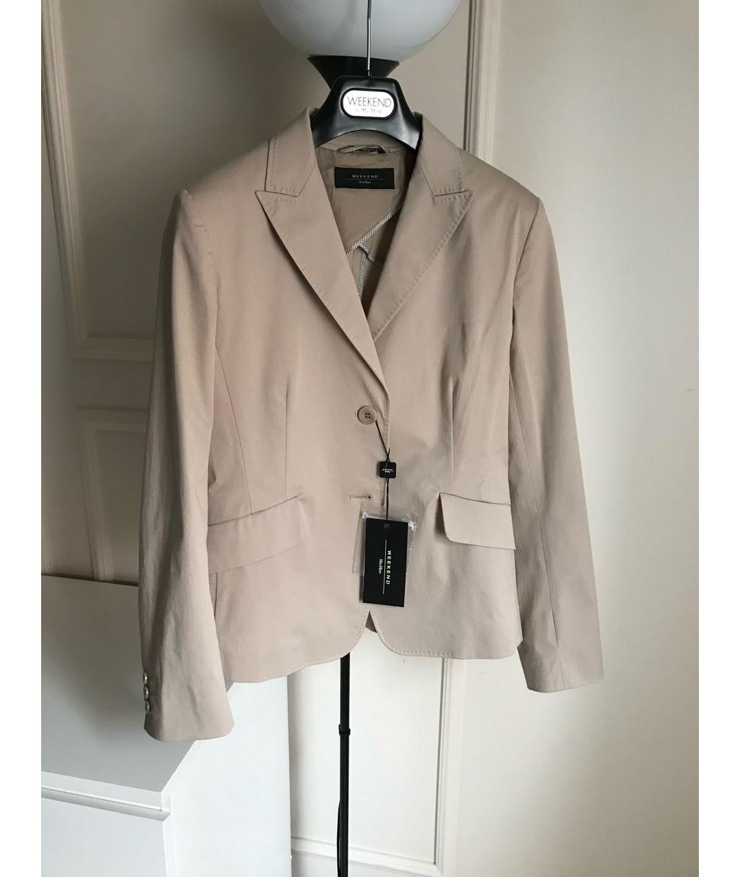 WEEKEND MAX MARA Бежевый хлопко-эластановый жакет/пиджак, фото 9