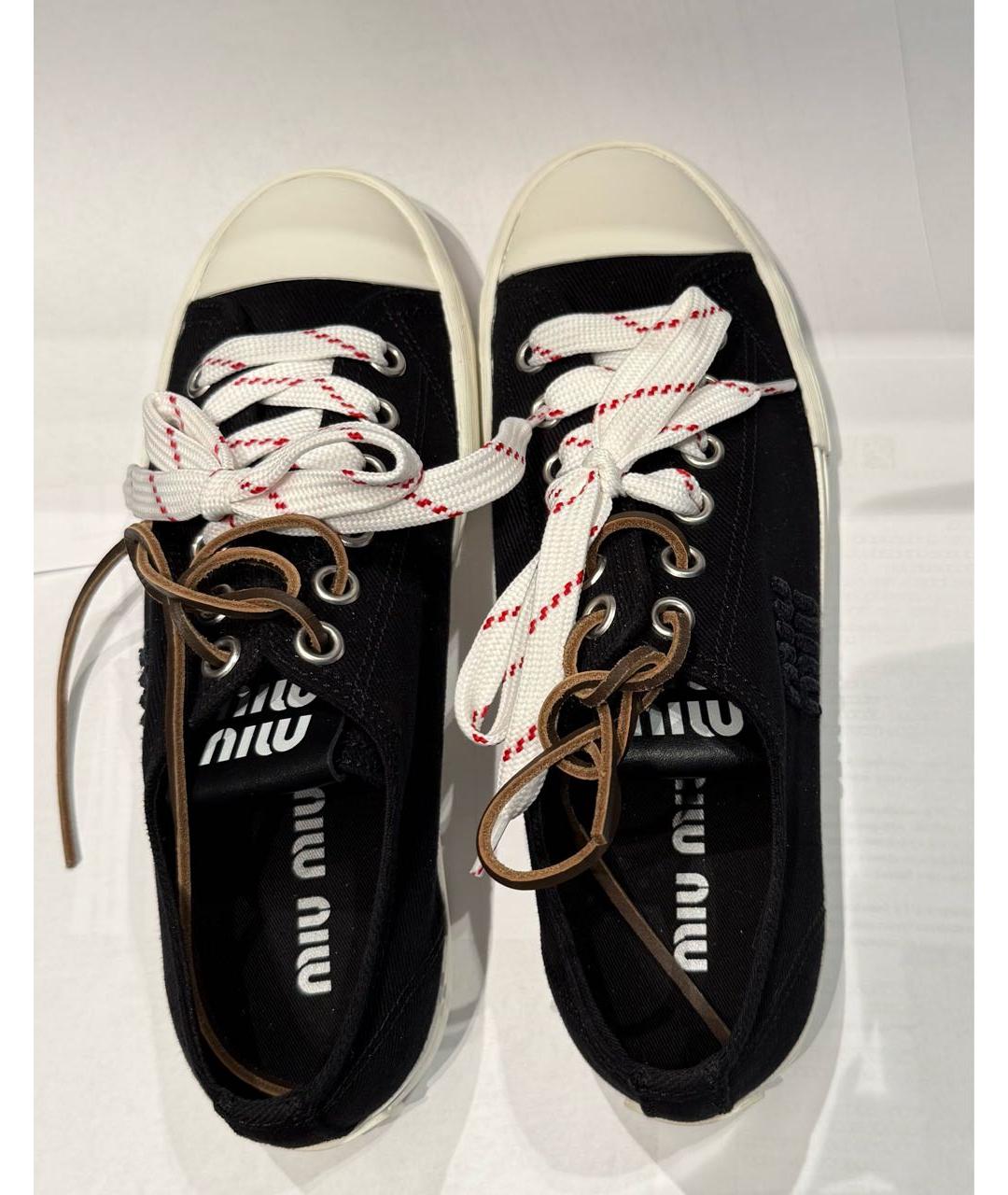MIU MIU Черные текстильные кеды, фото 3