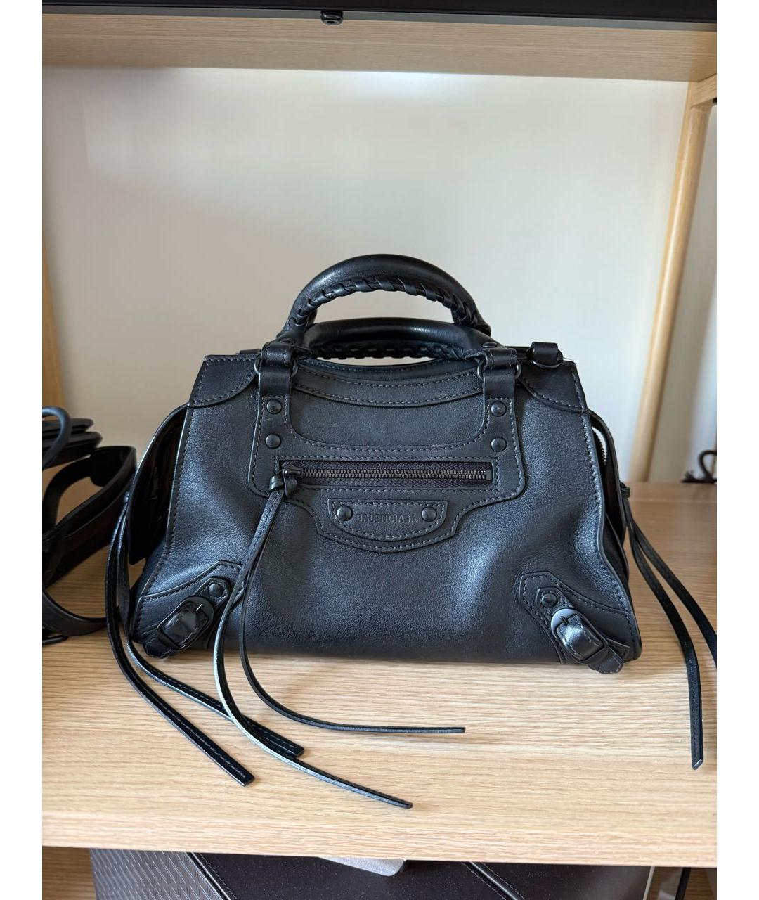 BALENCIAGA Черная кожаная сумка с короткими ручками, фото 5