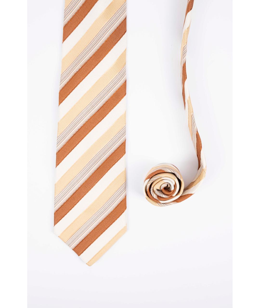 CORNELIANI Коричневый шелковый галстук, фото 2