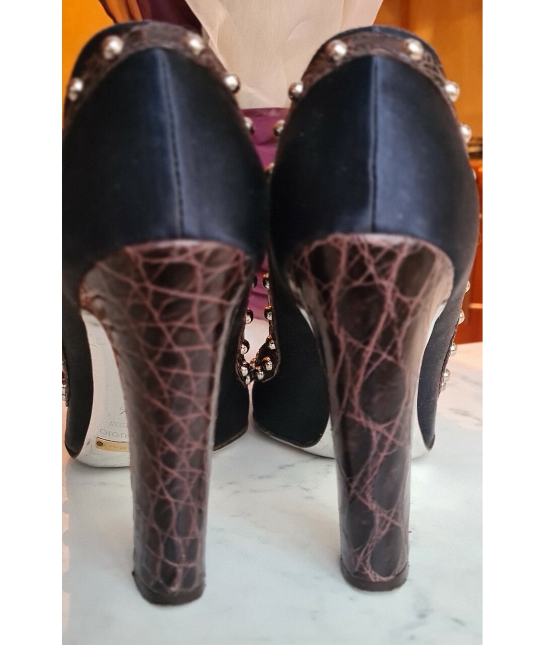 DOLCE & GABBANA VINTAGE Мульти туфли из экзотической кожи, фото 4