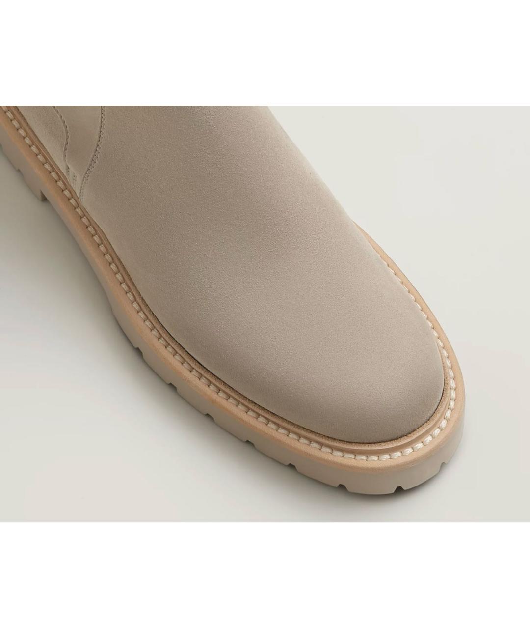 HERMES Бежевые замшевые ботинки, фото 3