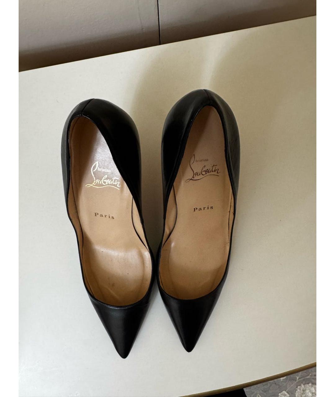 CHRISTIAN LOUBOUTIN Черные кожаные туфли, фото 2