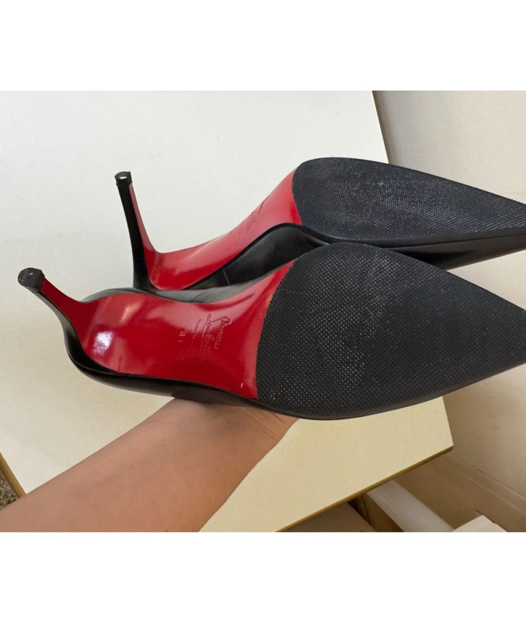 CHRISTIAN LOUBOUTIN Черные кожаные туфли, фото 4