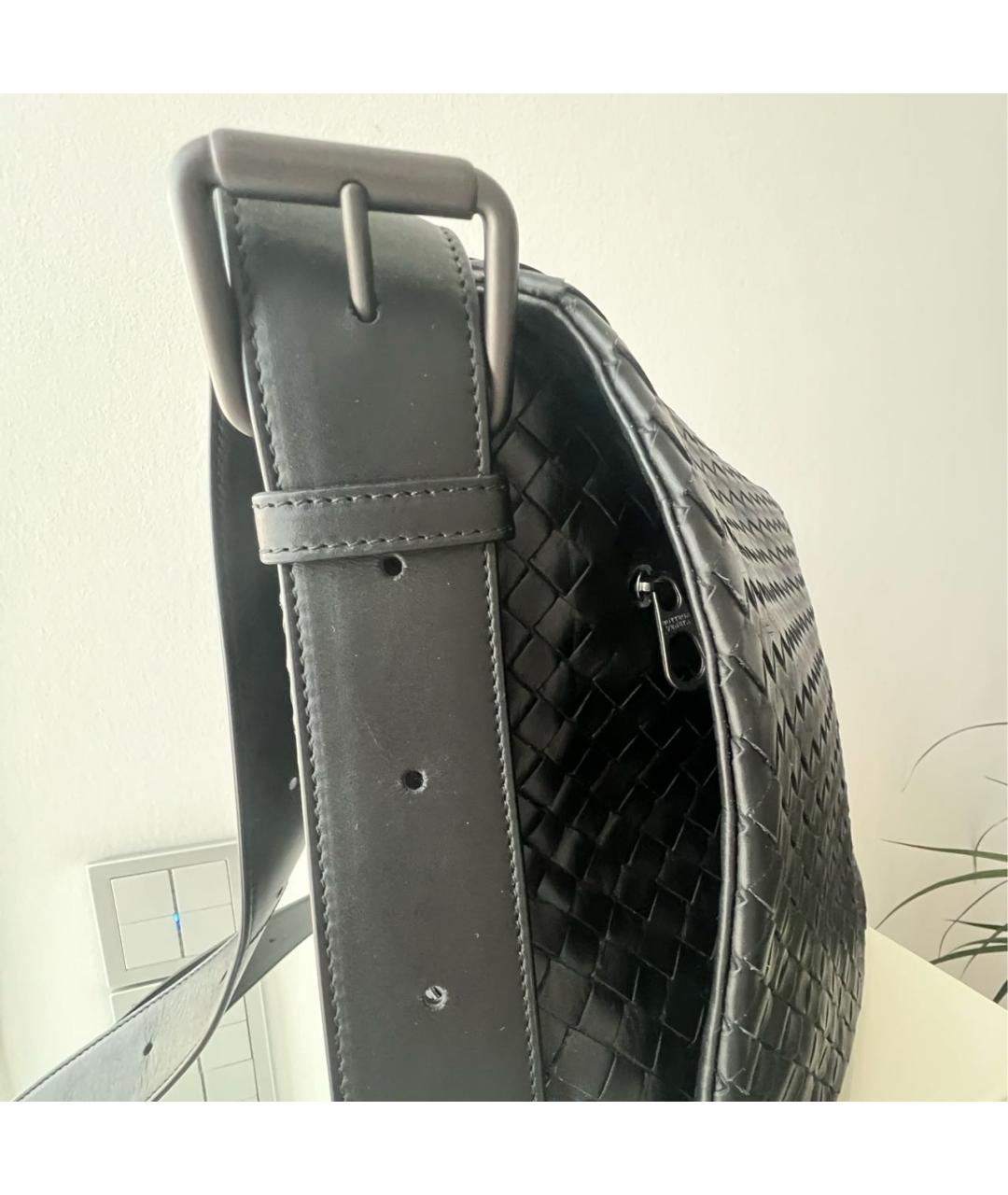 BOTTEGA VENETA Черная кожаная сумка через плечо, фото 2