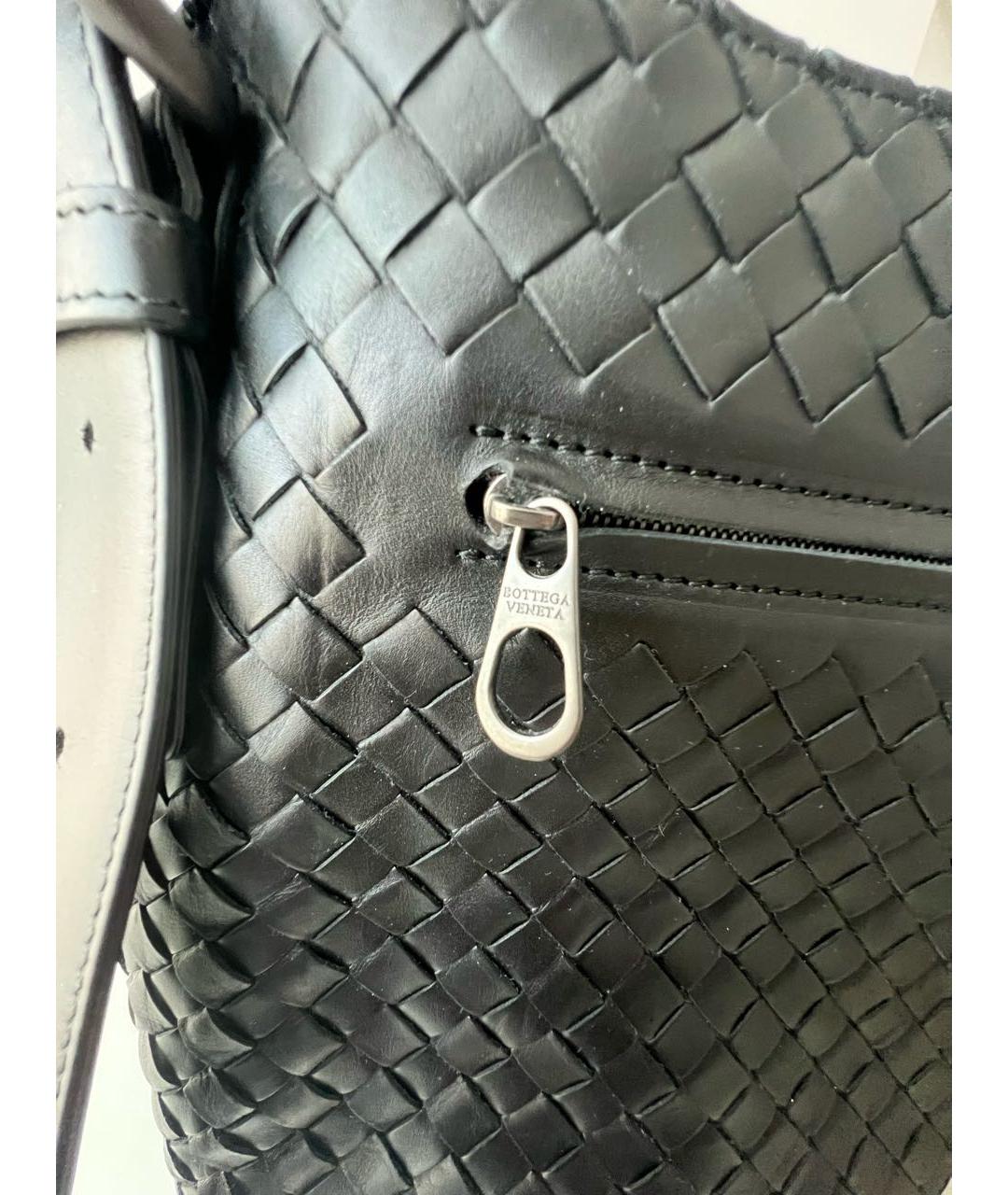 BOTTEGA VENETA Черная кожаная сумка через плечо, фото 5