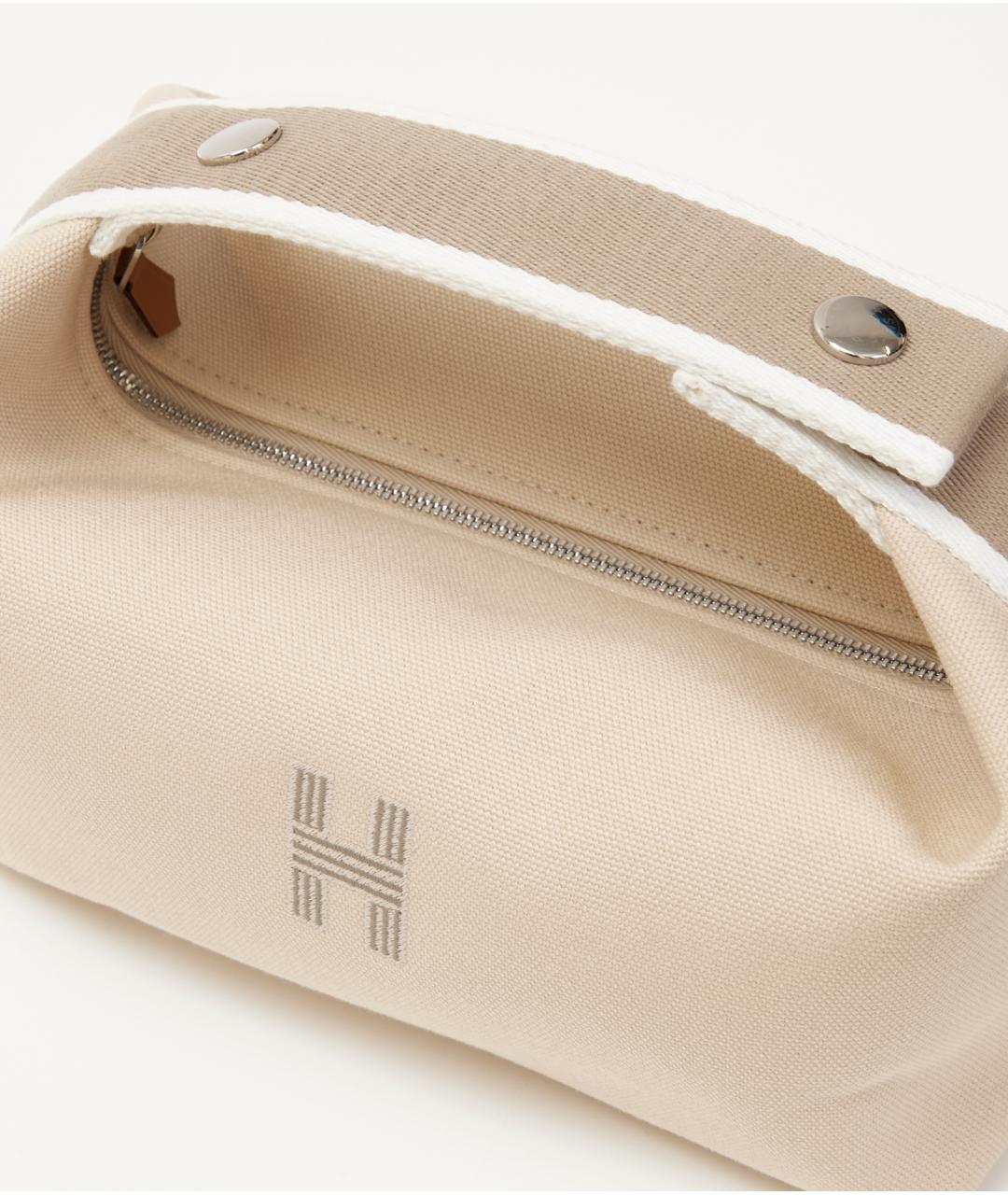 HERMES Бежевая хлопковая косметичка, фото 3