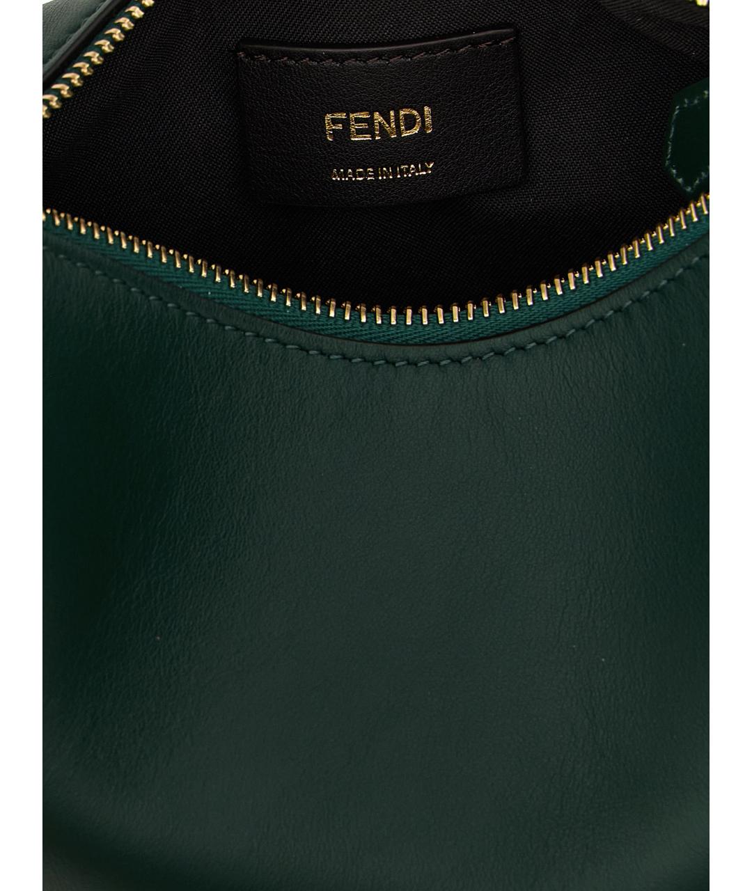 FENDI Зеленая кожаная сумка с короткими ручками, фото 4