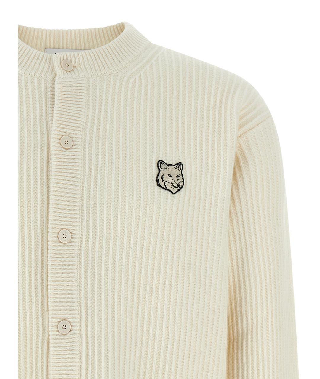 MAISON KITSUNE Белый шерстяной кардиган, фото 3