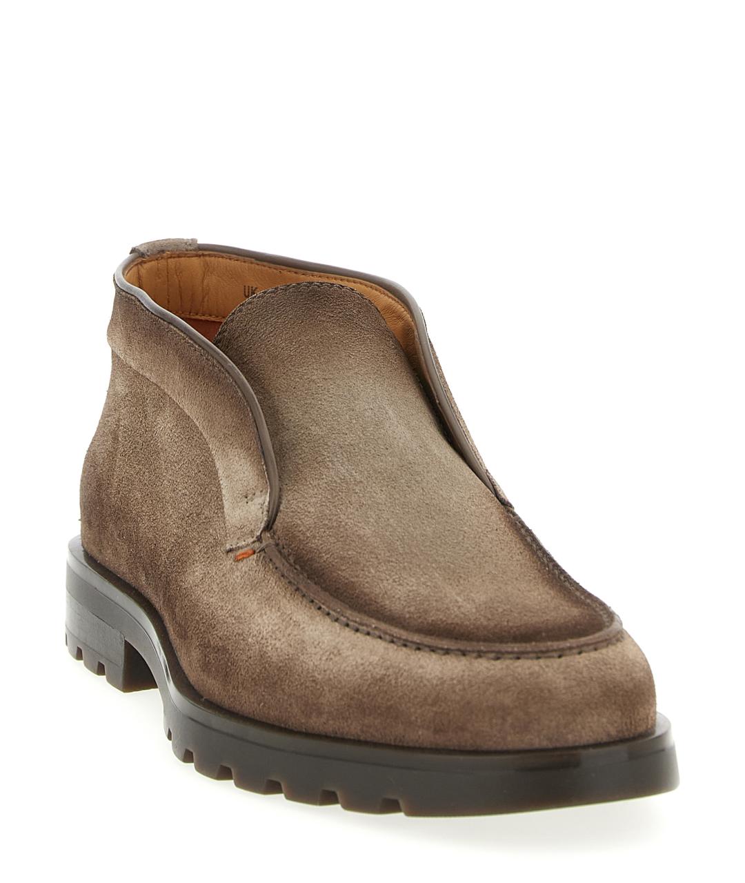 SANTONI Коричневые кожаные низкие ботинки, фото 2