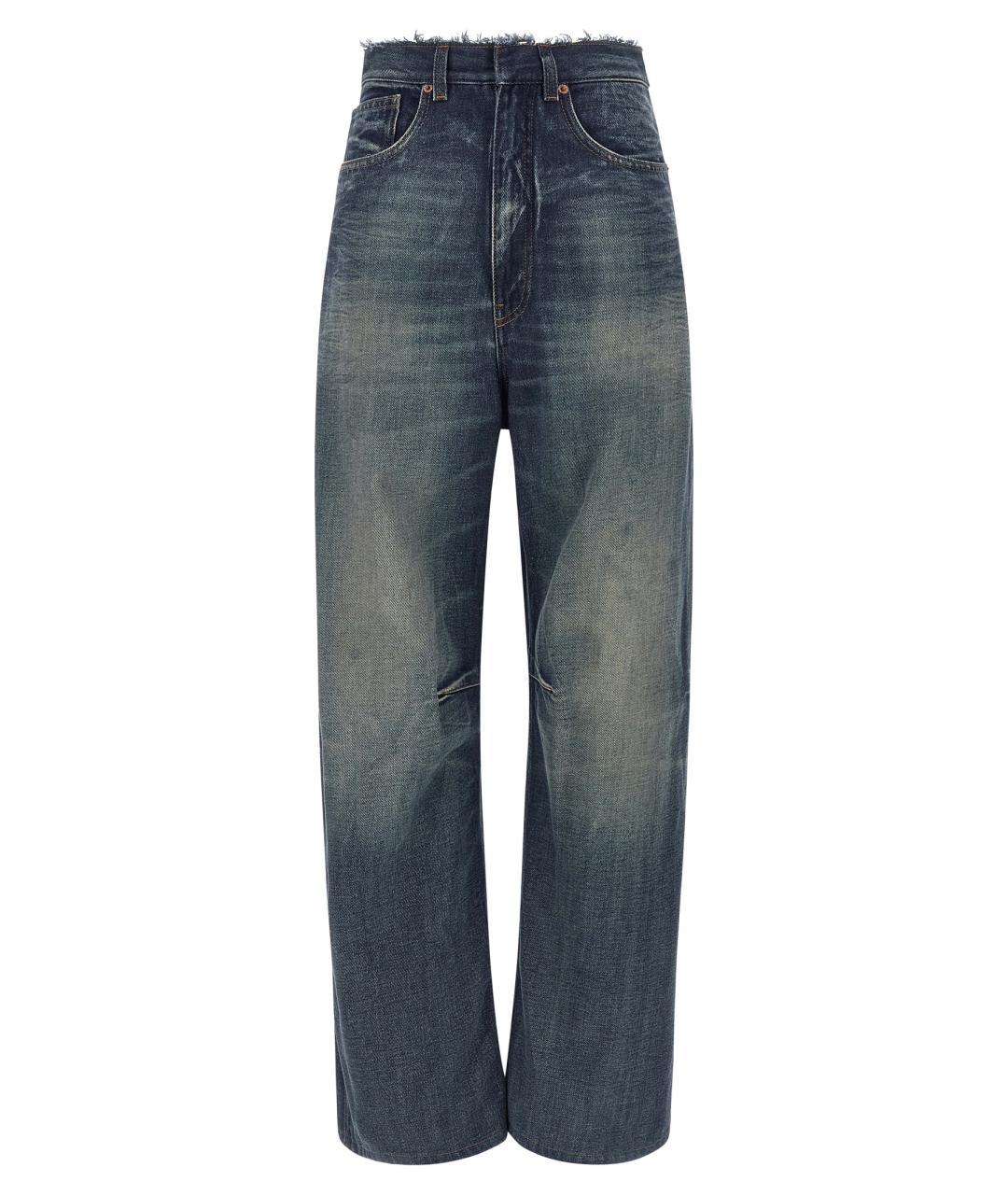 MM6 MAISON MARGIELA Синие хлопковые прямые джинсы, фото 1