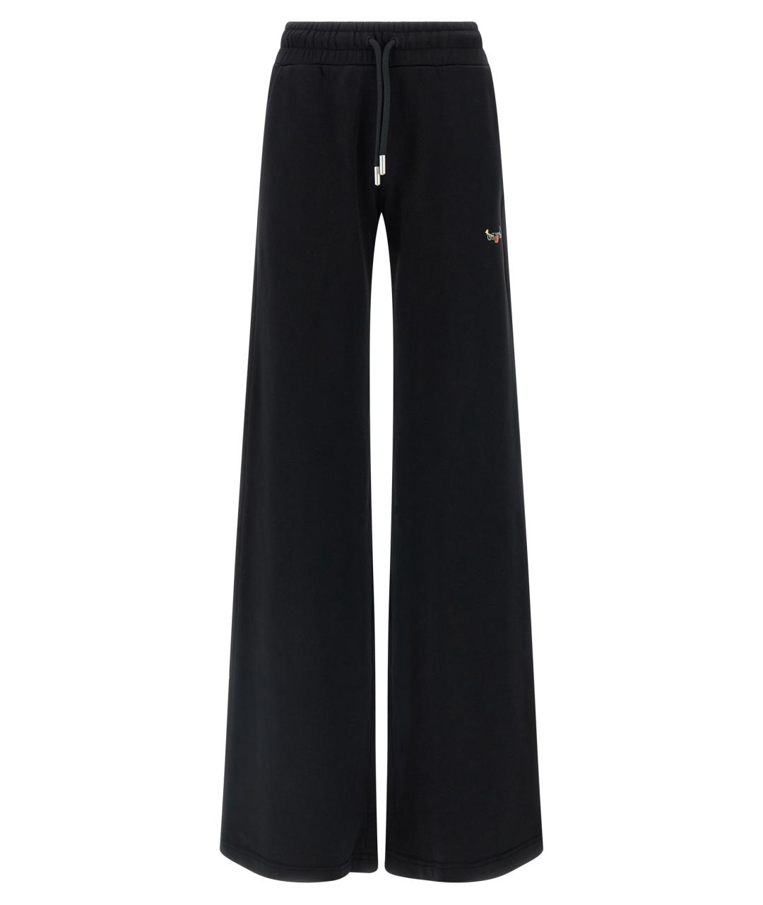 OFF-WHITE Черные хлопковые прямые брюки, фото 1