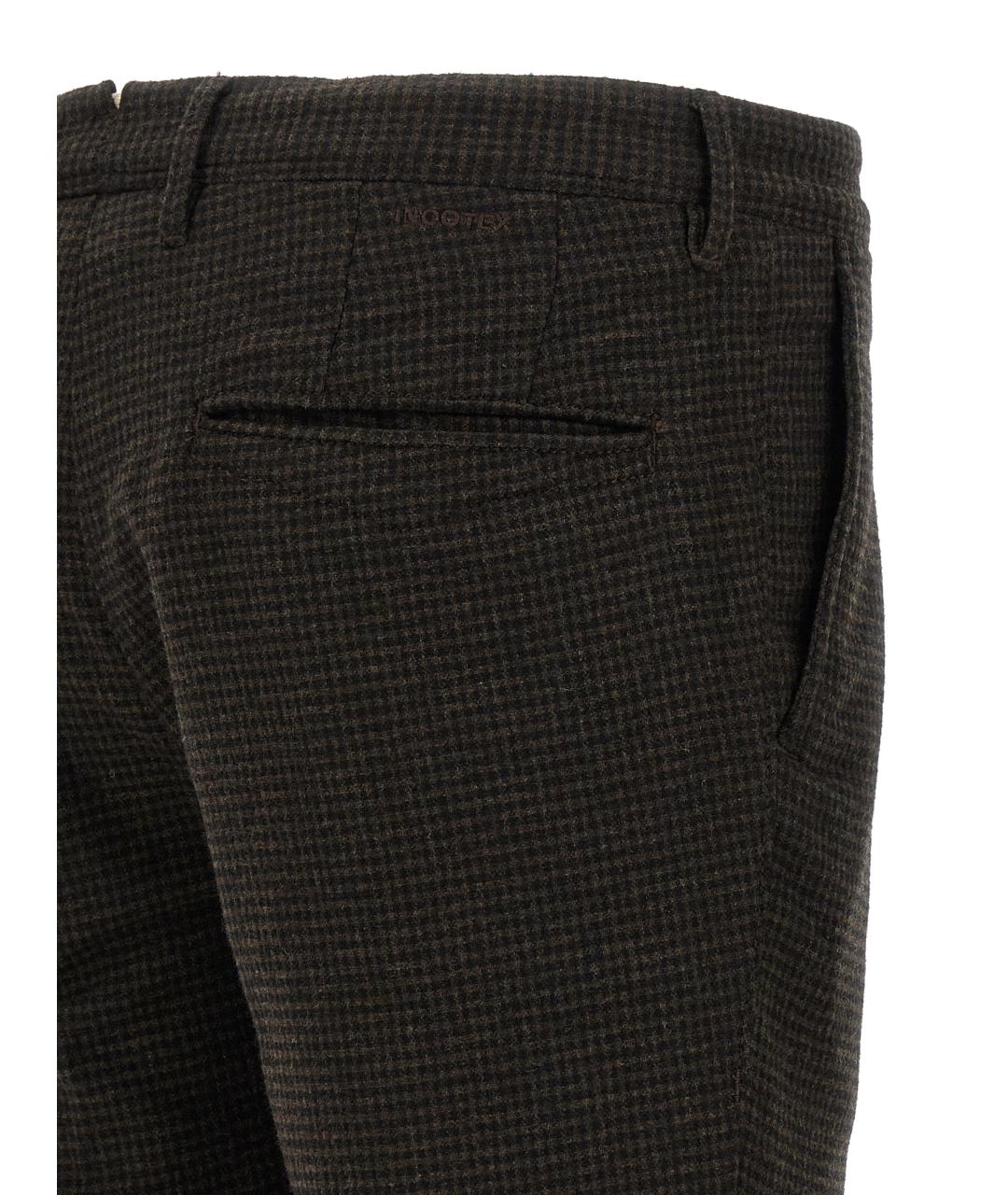 INCOTEX Коричневые шерстяные повседневные брюки, фото 4