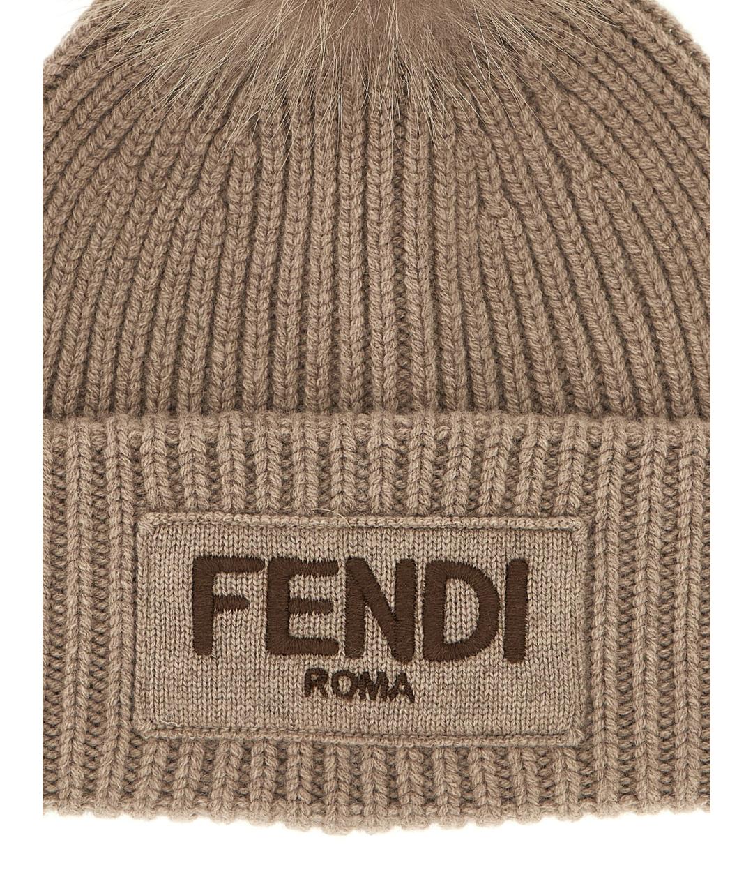 FENDI Бежевая шерстяная шапка, фото 3