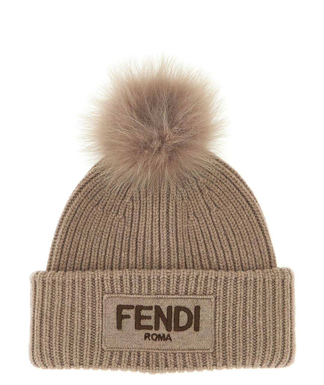 FENDI Бежевая шерстяная шапка, фото 1