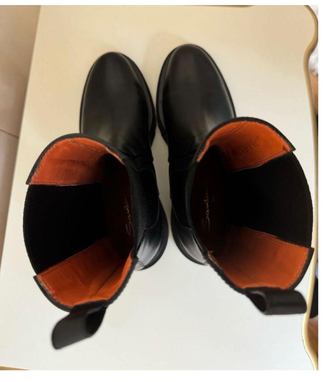 SANTONI Черные кожаные ботинки, фото 4