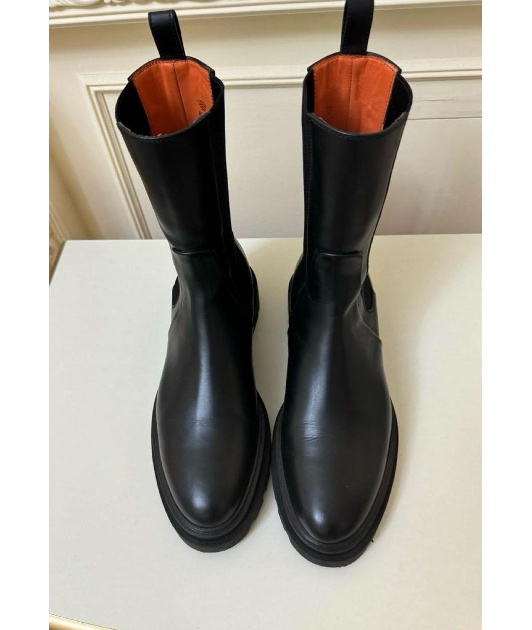 SANTONI Черные кожаные ботинки, фото 2