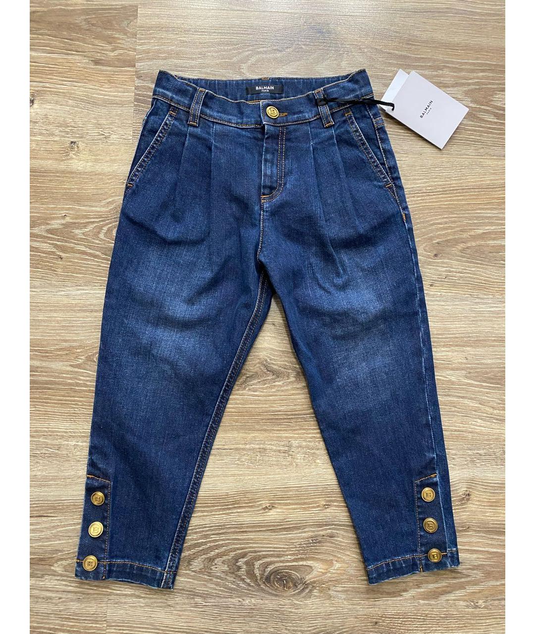 BALMAIN KIDS Темно-синие хлопковые детские джинсы, фото 8
