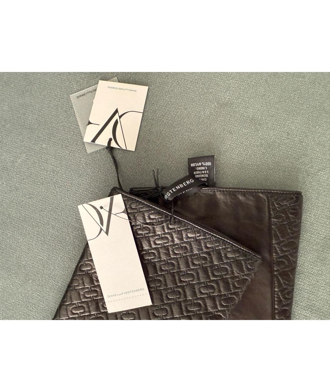 DIANE VON FURSTENBERG Черные кожаные перчатки, фото 2
