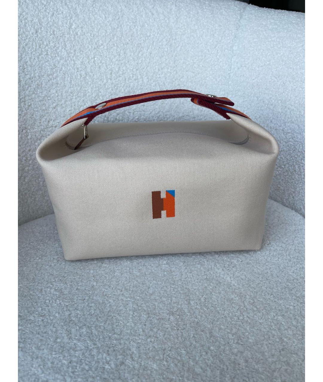 HERMES Бежевая косметичка, фото 6