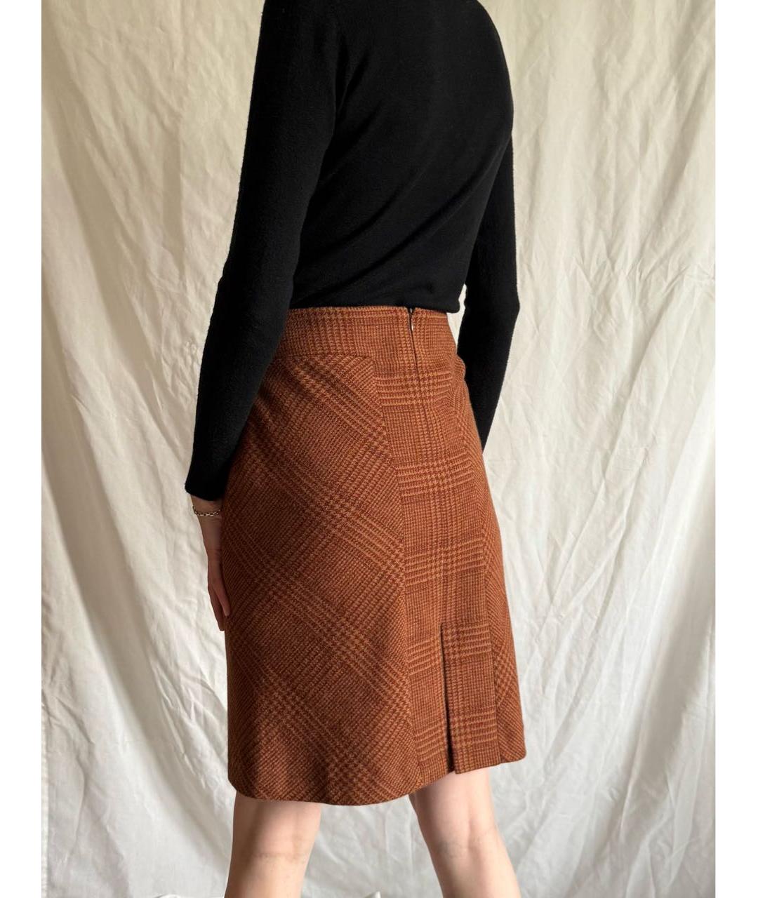 MAX MARA Оранжевая шерстяная юбка миди, фото 5