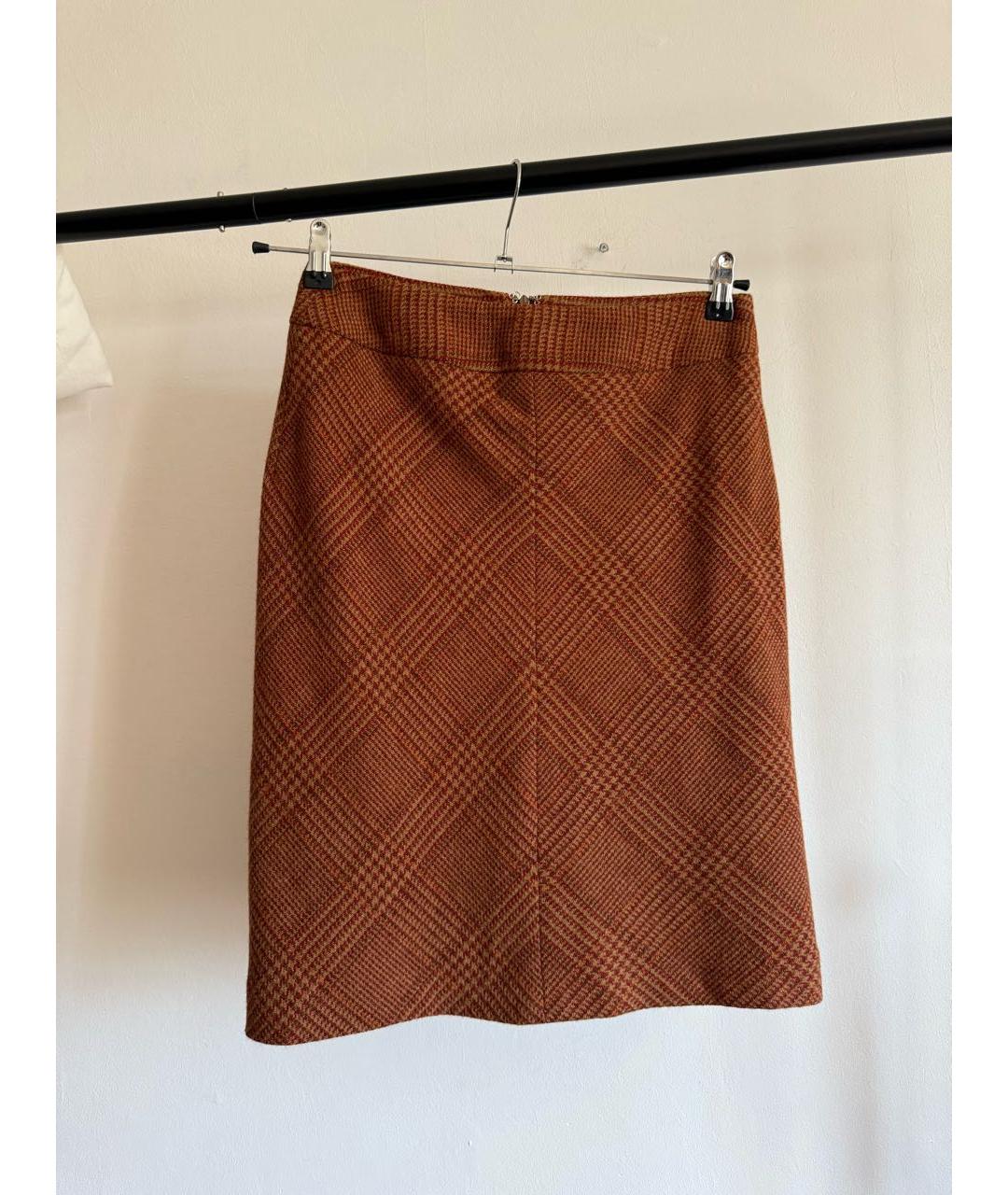 MAX MARA Оранжевая шерстяная юбка миди, фото 6