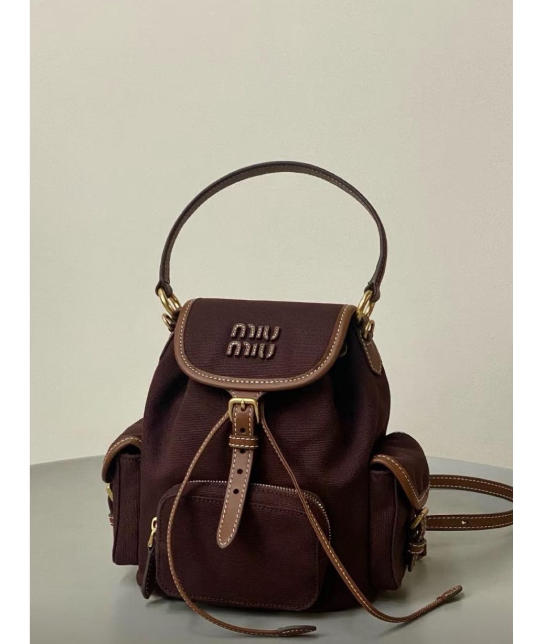 MIU MIU Коричневый тканевый рюкзак, фото 3