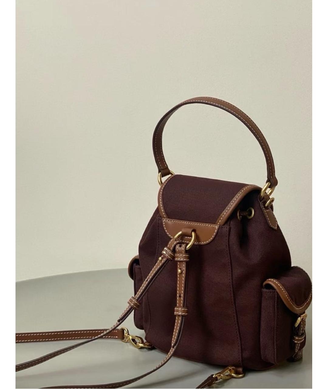 MIU MIU Коричневый тканевый рюкзак, фото 4