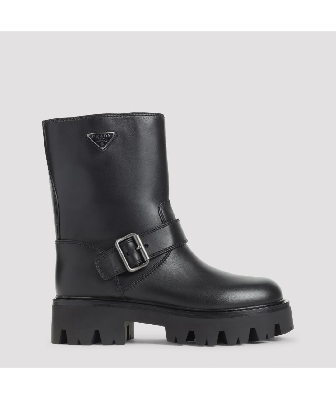 PRADA Черные кожаные ботинки, фото 2
