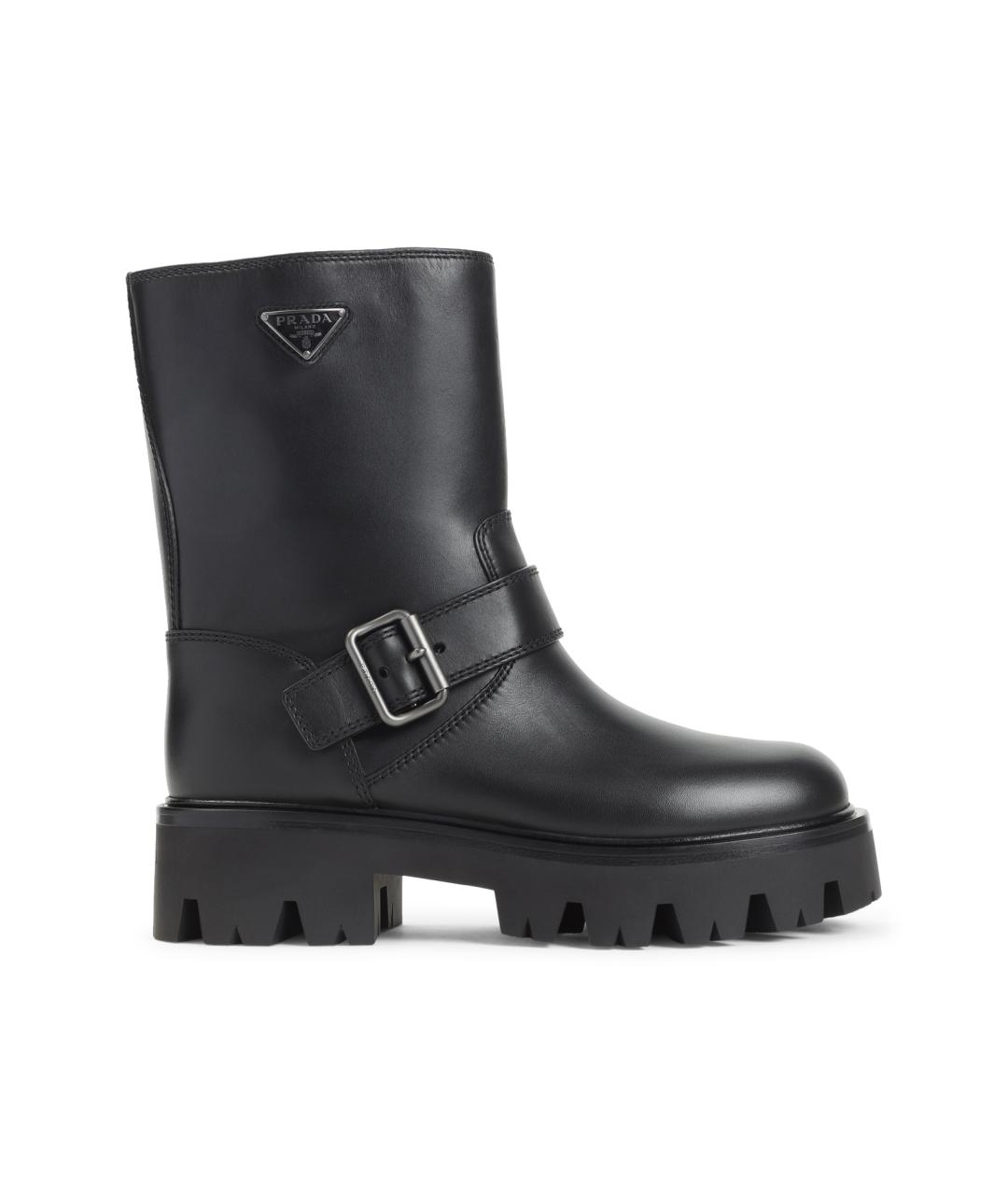 PRADA Черные кожаные ботинки, фото 1