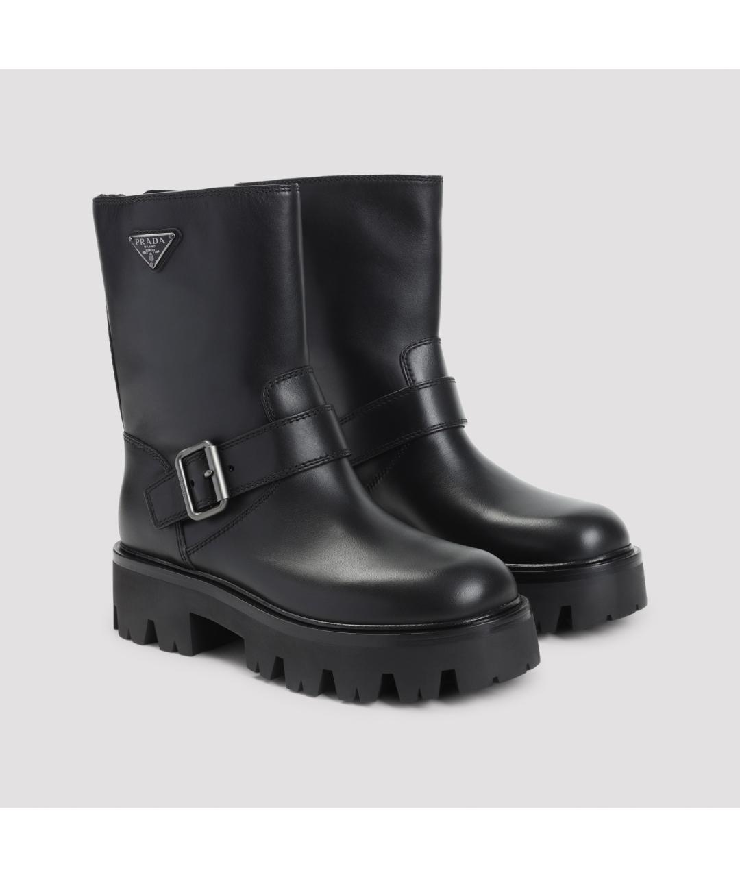 PRADA Черные кожаные ботинки, фото 5