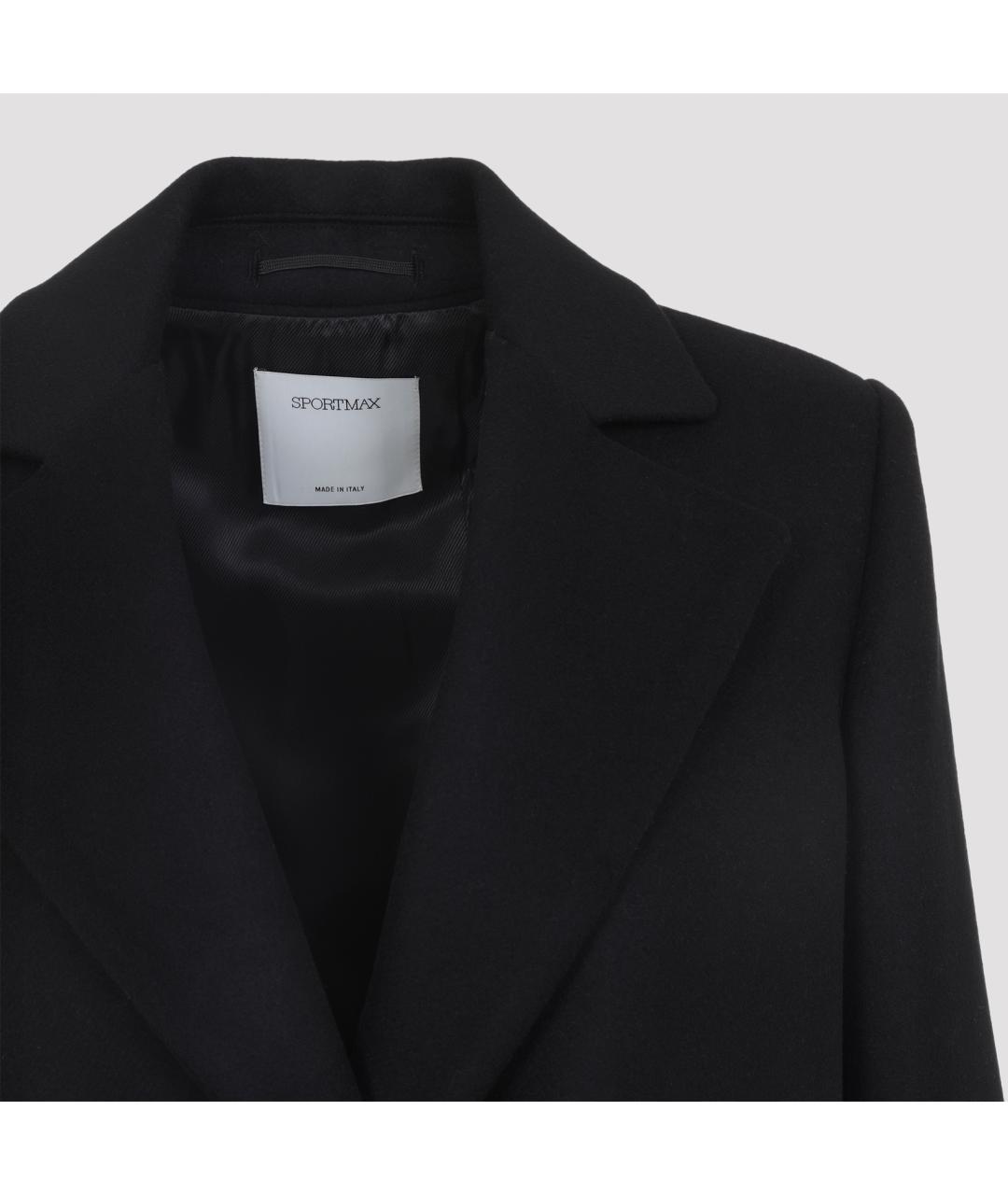 SPORTMAX Черное шерстяное пальто, фото 6