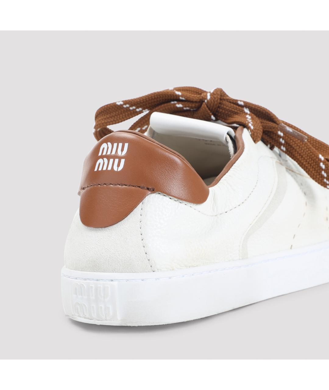 MIU MIU Белые кожаные кеды, фото 7