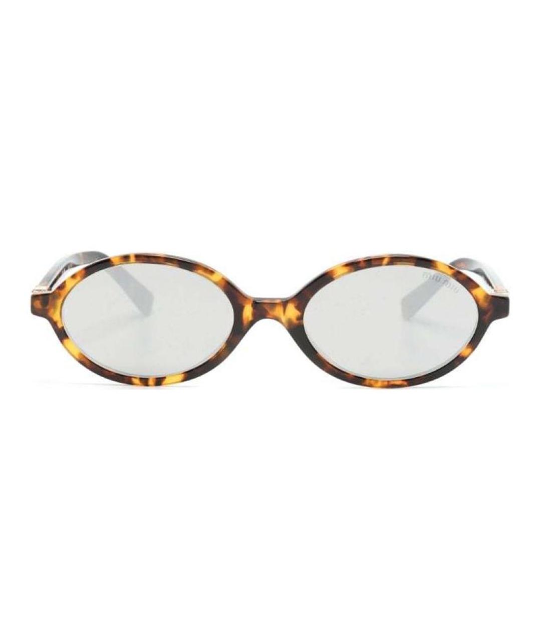 MIU MIU Коричневые пластиковые солнцезащитные очки, фото 2