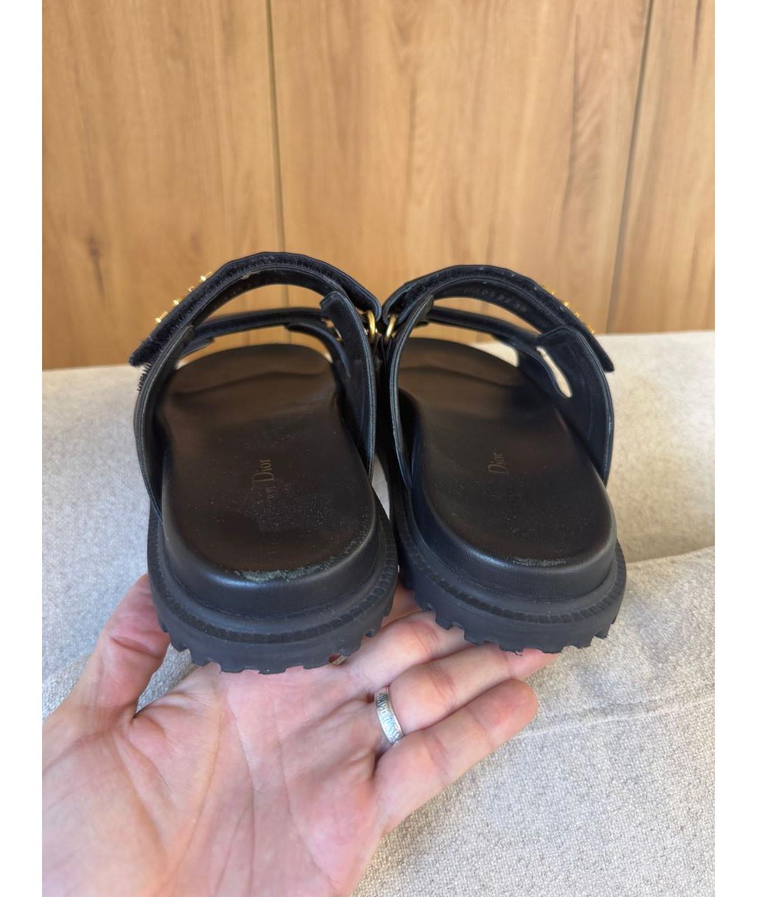 CHRISTIAN DIOR Черные кожаные сандалии, фото 4