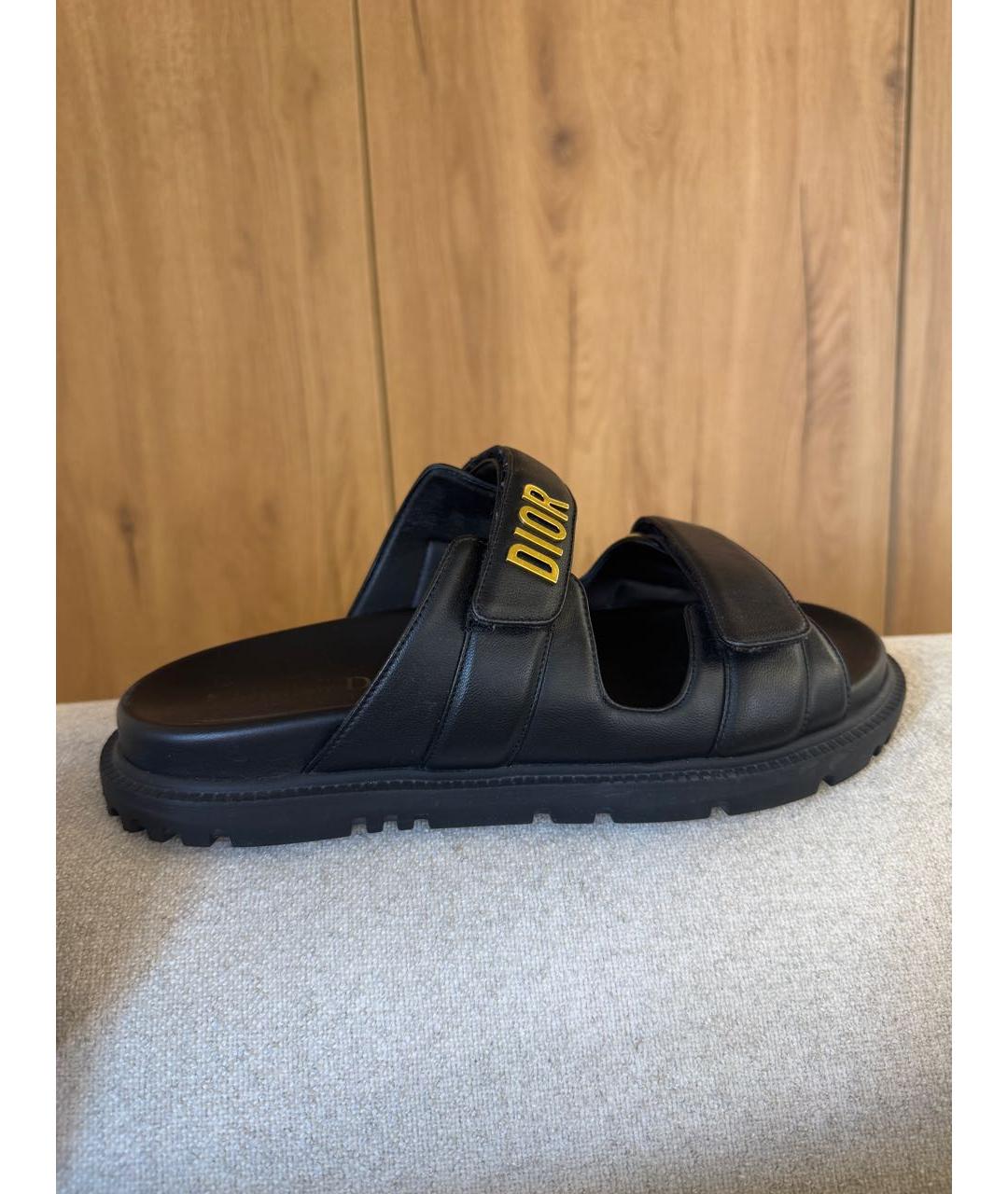 CHRISTIAN DIOR Черные кожаные сандалии, фото 6