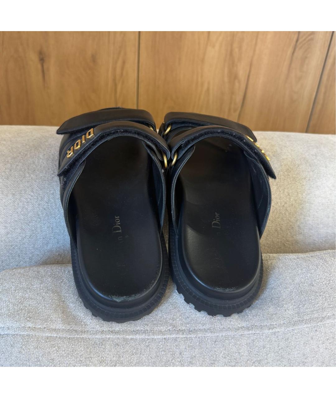 CHRISTIAN DIOR Черные кожаные сандалии, фото 3