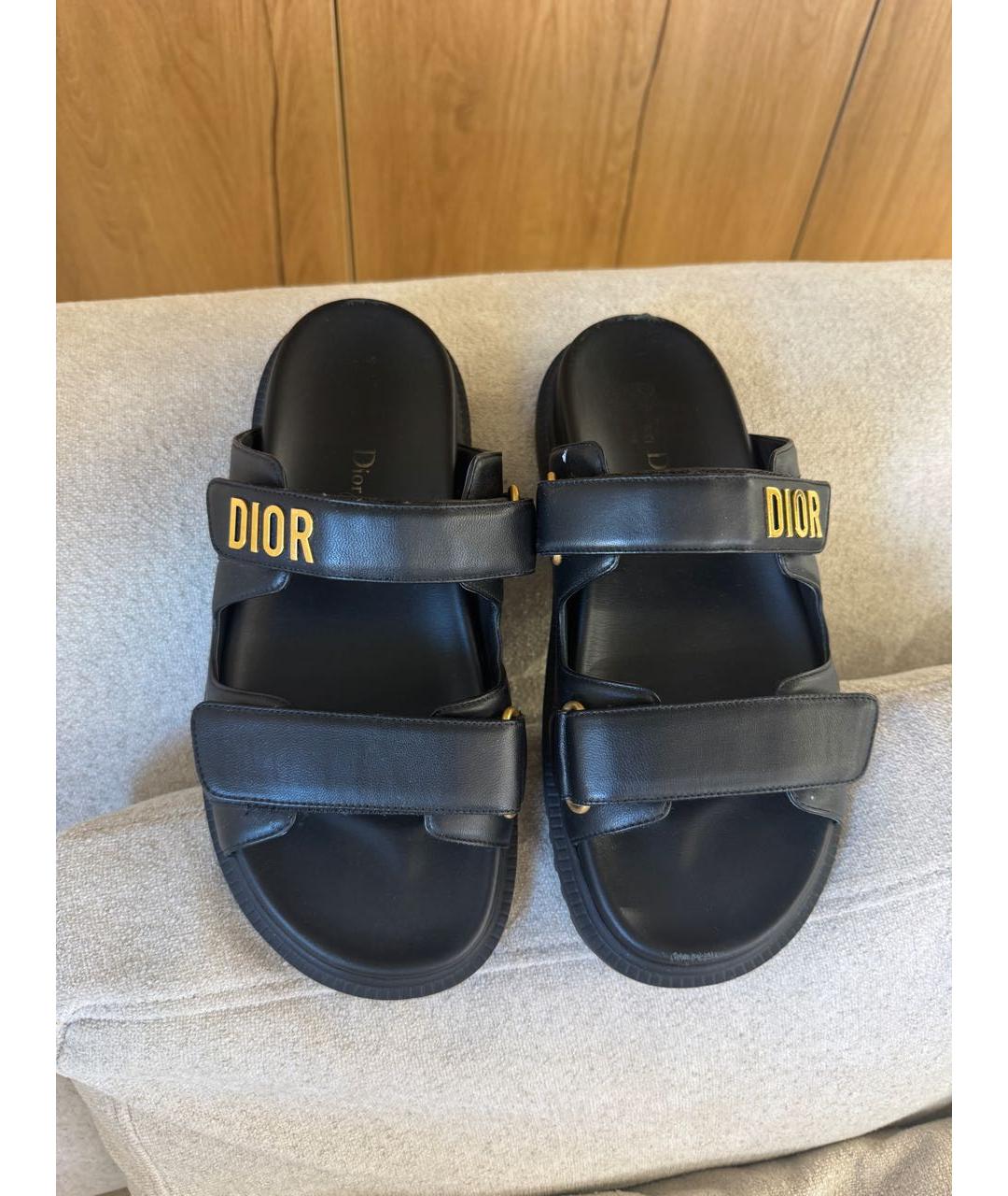 CHRISTIAN DIOR Черные кожаные сандалии, фото 2