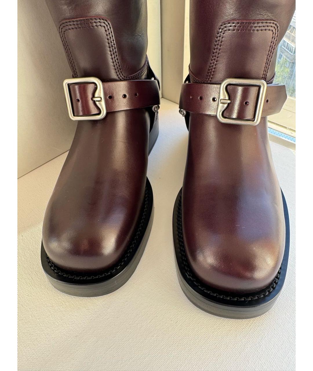 BURBERRY Бордовые кожаные сапоги, фото 3