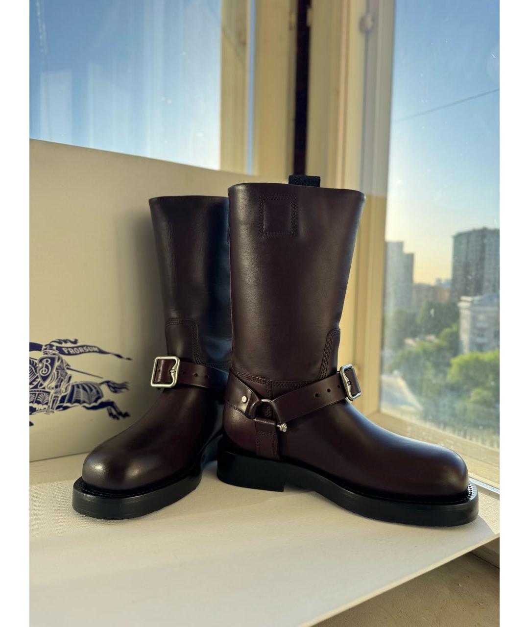 BURBERRY Бордовые кожаные сапоги, фото 6