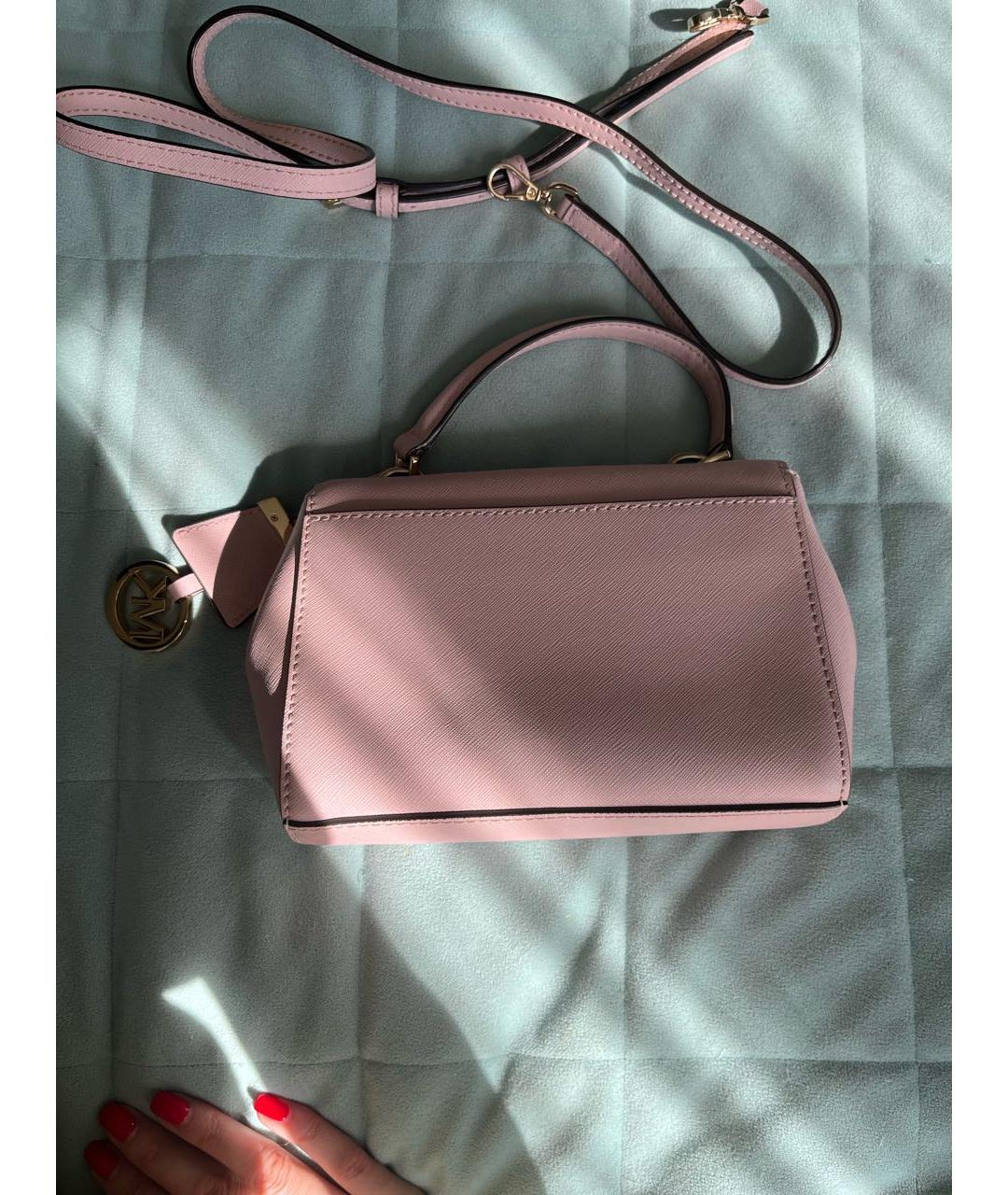 MICHAEL KORS Розовая кожаная сумка с короткими ручками, фото 3
