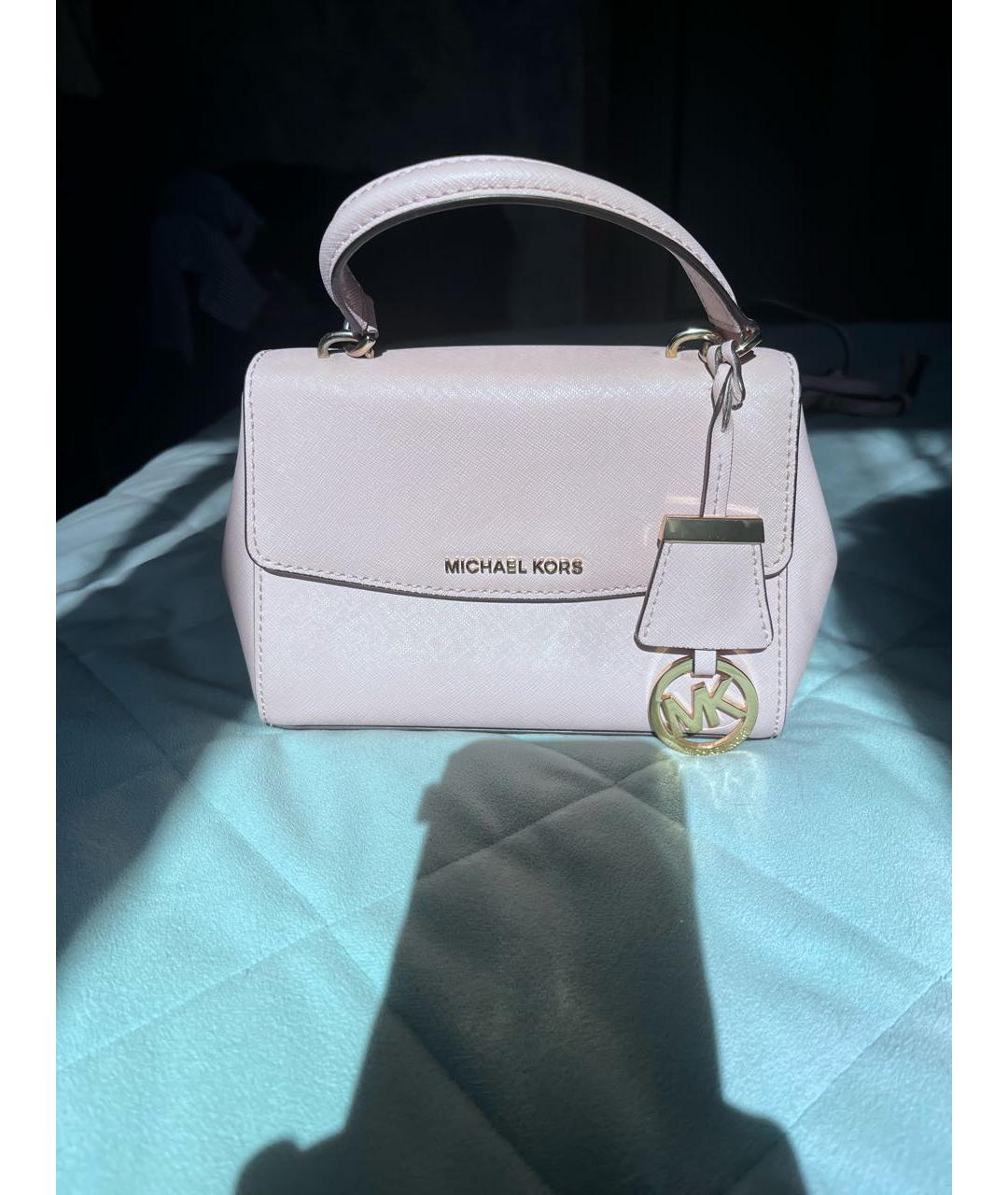 MICHAEL KORS Розовая кожаная сумка с короткими ручками, фото 5
