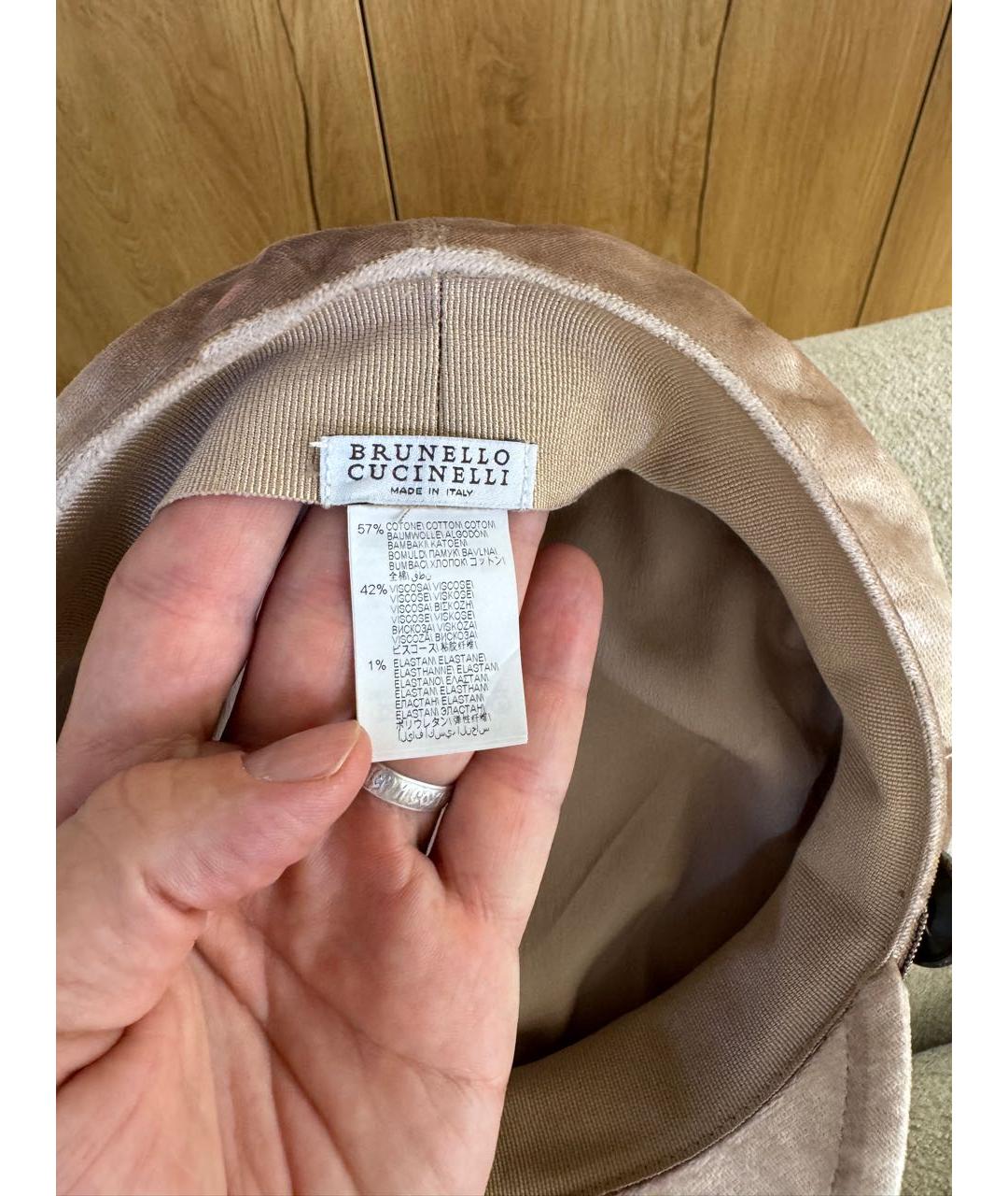BRUNELLO CUCINELLI Розовая бархатная кепка, фото 4