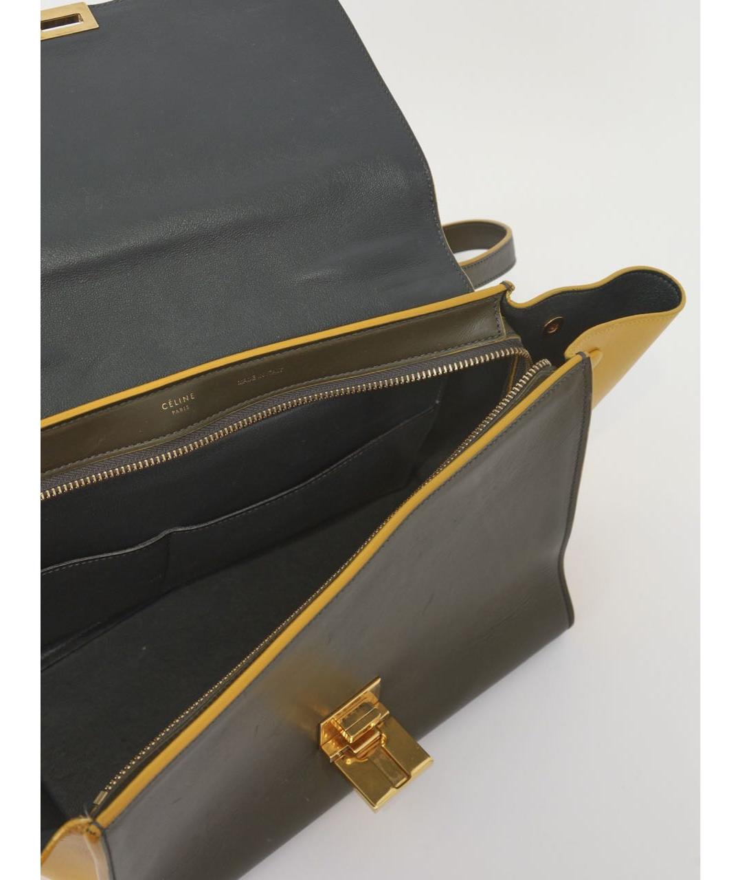 CELINE Зеленая кожаная сумка с короткими ручками, фото 4