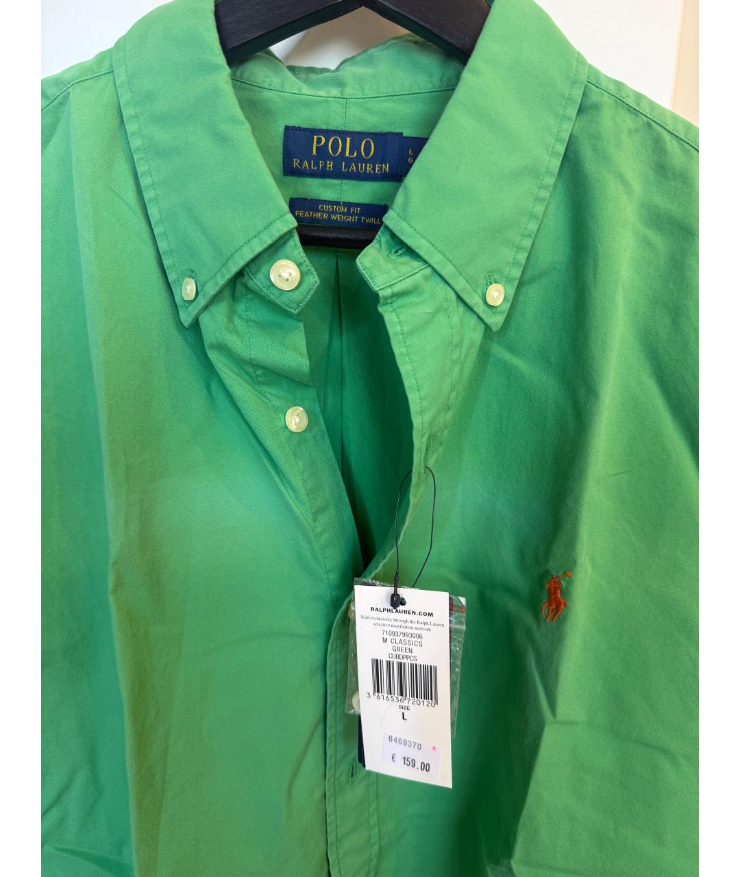 POLO RALPH LAUREN Зеленая хлопковая кэжуал рубашка, фото 3
