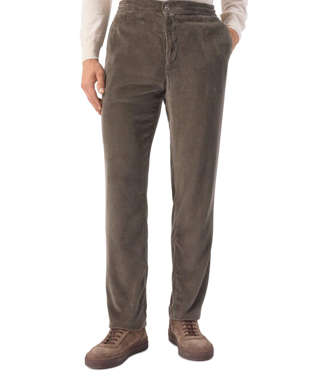 KITON Коричневые хлопковые повседневные брюки, фото 3