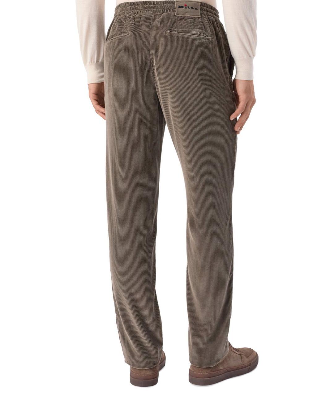 KITON Коричневые хлопковые повседневные брюки, фото 4