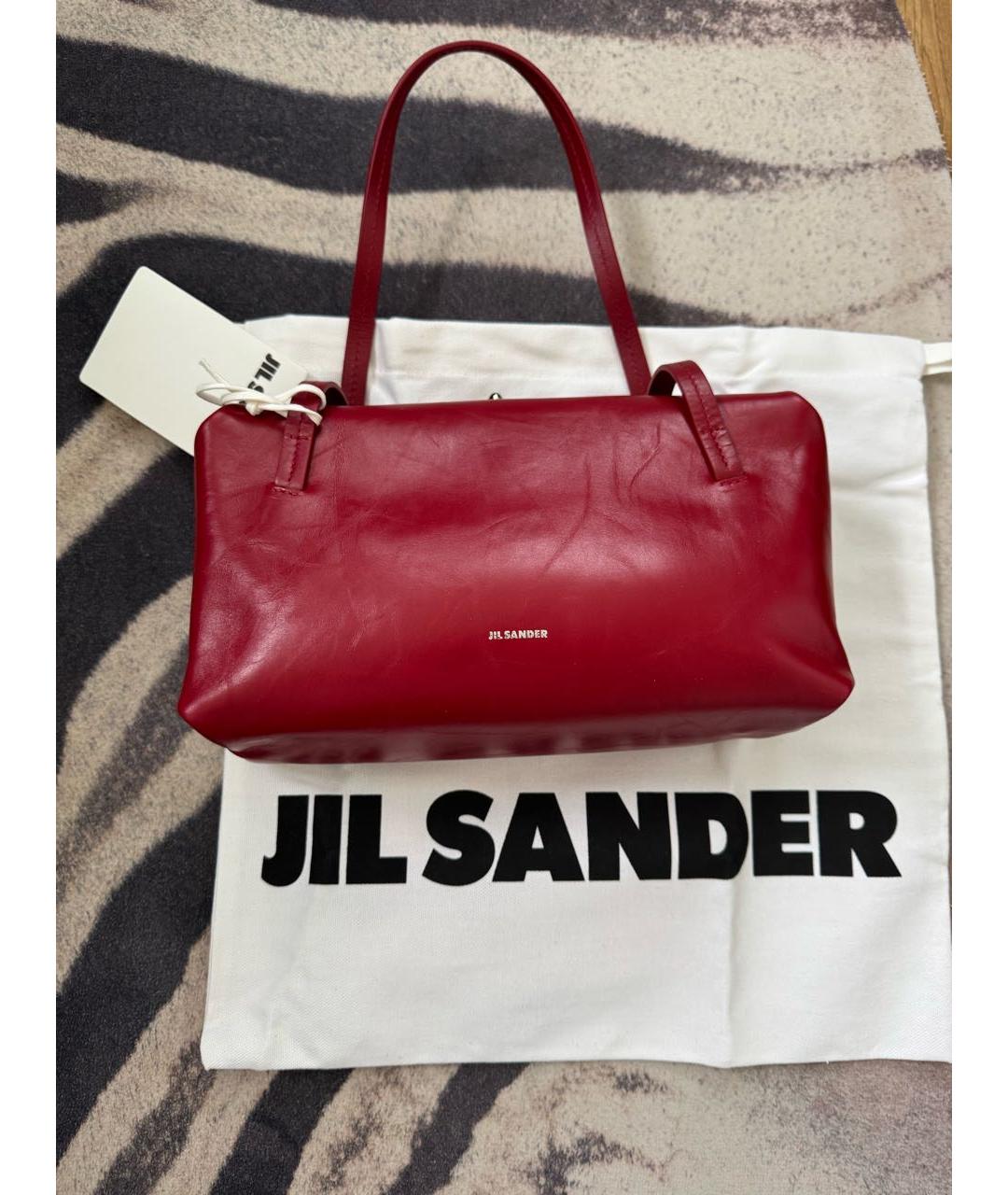JIL SANDER Красная кожаная сумка с короткими ручками, фото 4