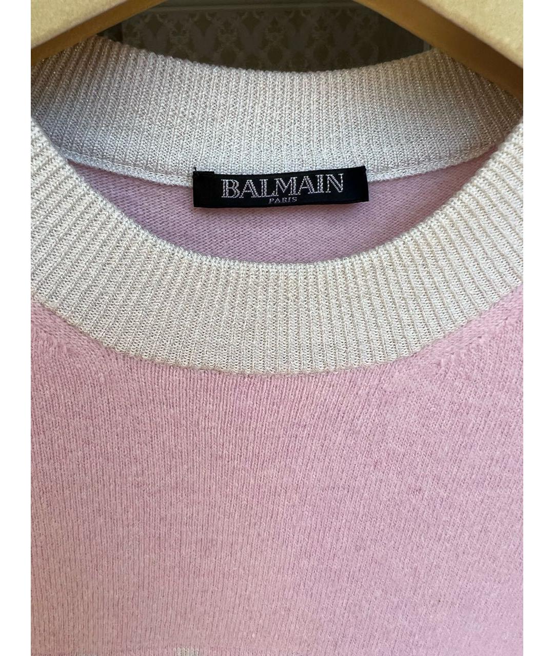 BALMAIN Розовый шерстяной джемпер / свитер, фото 4